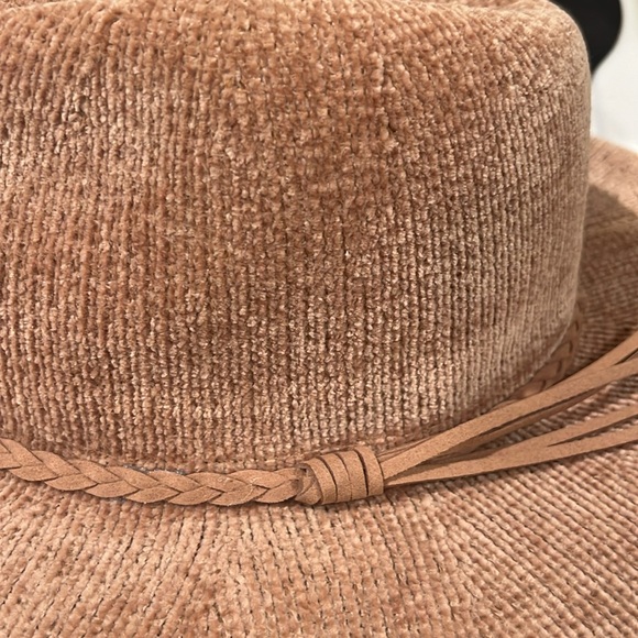 Tan Chennile Fedora Suede Braided Detail - Picture 2 of 9